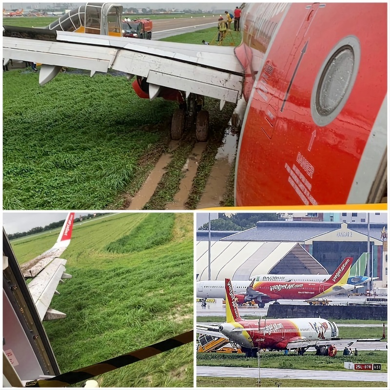 Máy bay Vietjet tai nạn trượt đường băng tại Tân Sơn Nhất.