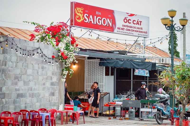 Địa chỉ quán ốc Cát Nha Trang tại: 01 Cao Xuân Huy, Phước Hải, Nha Trang, Khánh Hòa.